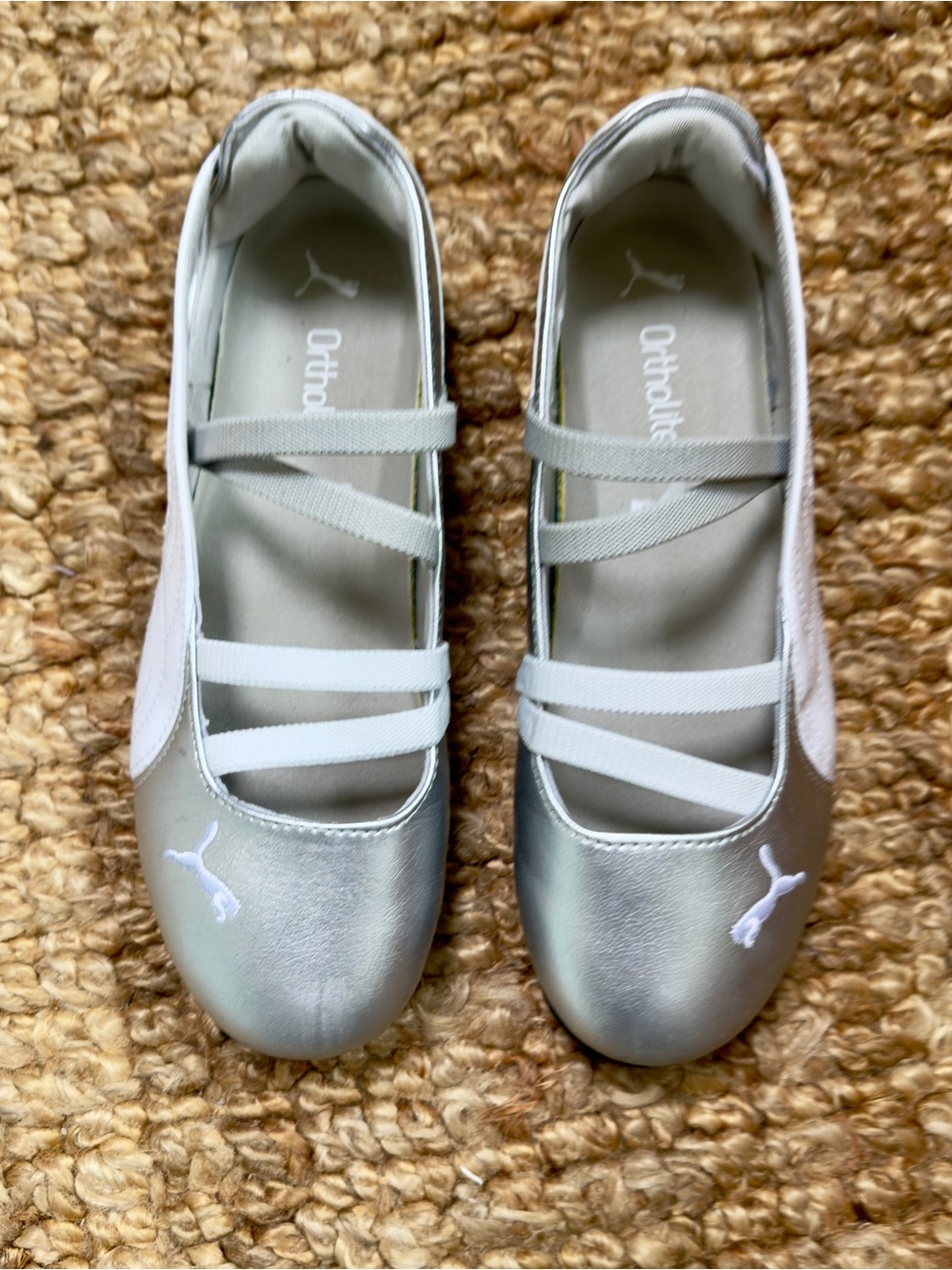 Puma Silver Metallic Speedcat Mary Jane-Style Ballet Flats, size 8 - Picture 3 of 6